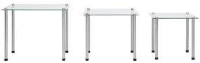 vidaXL 3-delige Tafeltjesset gehard glas transparant