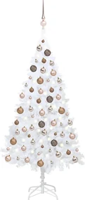 vidaXL Kunstkerstboom met LED's en kerstballen 180 cm PVC wit