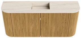 Mondiaz Joya DLux 95cm toiletmeubel ronding links/rechts oak met wastafel faye midden zonder kraangat meli