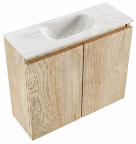 Mondiaz Ture DLux toiletmeubel 60cm washed oak met wastafel ostra midden met kraangat