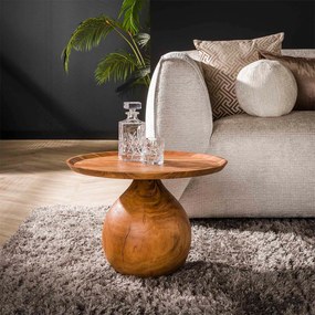 Salontafel Met Bolvoet Acacia Hout - 60 X 60cm.