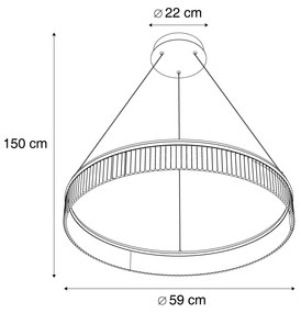 Moderne hanglamp zwart 59cm incl. LED 3-staps dimbaar - Anello Chandelier Modern rond Binnenverlichting Lamp