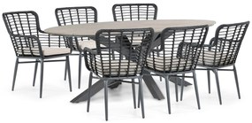 Tuinset 6 personen 220 cm Aluminium/Wicker Zwart De Laan Projects