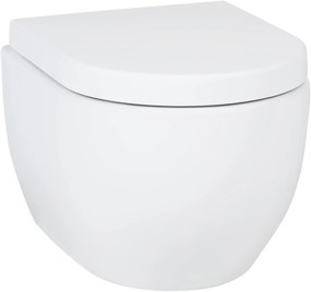 Saqu Home compact en randloos hangtoilet met PowerFlush en quickrelease toiletbril glans wit