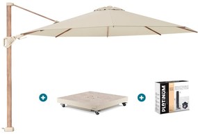 Platinum Challenger parasol Premium T2 3.5 - Champagne Teak + vulbare voet + hoes