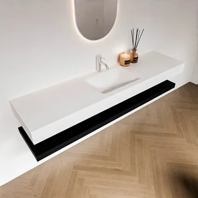 Zaro Alan badmeubel 180cm met planchet urban en vrijhangende wastafel cloud midden 1 kraangat talc