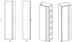 Comad Capri White 803B FSC kolomkast met een spiegel 170cm wit