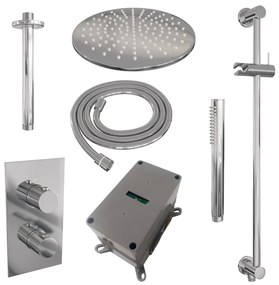 Brauer Chrome Edition complete inbouw regendouche met staafhanddouche, plafondarm, glijstang en hoofddouche 30cm set 42 chroom