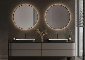 Martens Design Miami Beach spiegel met LED verlichting, spiegelverwarming en touch bediening 80cm mat zwart