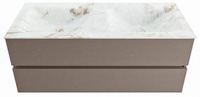 Mondiaz Vica DLux badmeubel 120cm smoke 2 lades met wastafel frappe dubbel zonder kraangat