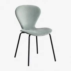 Stapelfauteuil In Fluweel Uit Celadon & Zwart - Sklum