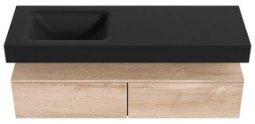 Zaro Alan badmeubel 140cm washed oak 2 lades met vrijhangende wastafel cloud links 1 kraangat urban