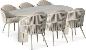 Tuinset 6 personen 240 cm Rope Zand/Beige Santika Furniture Santika