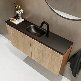 Mondiaz Ture 100cm toiletmeubel washed oak met wastafel urban midden 1 kraangat