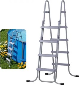 VEVOR Zwembadladder van koolstofstaal, draagvermogen 136 kg, A-frame instapladder, veiligheidsladder voor bovengrondse zwembaden met een diepte tot 132,1 cm, antislip instapladder met 4 treden, grijs