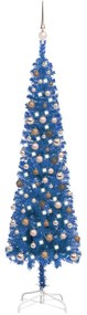 vidaXL Kerstboom met LED's en kerstballen smal 210 cm blauw