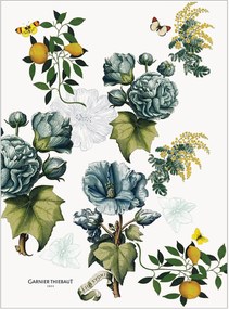 Gewassen linnen theedoeken Giardino, 4-delig