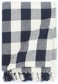 vidaXL Plaid geblokt 160x210 cm katoen marineblauw