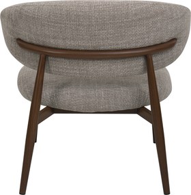 Fauteuil Walnoot Met Beige Stof