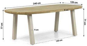 Dining Tuintafel rechthoekig 240 x 120 cm Aluminium/Teak Taupe Falcon/Glasgow