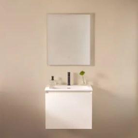 Macrae Houten Badkamermeubelset Met Geïntegreerde Wastafel Wit & Rechthoekige Led En Anticondens 60x70 Cm Tamsin & Zwart ↑20 - Sklum