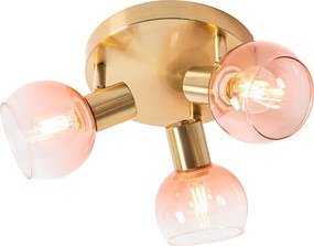 Smart plafondspot goud met roze glas incl. 3 Wifi P45 - Vidro