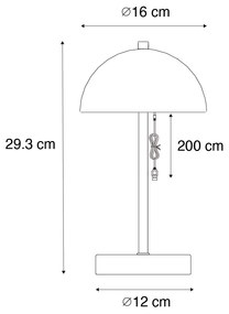 LED Buiten tafellamp zwart oplaadbaar 3-staps dimbaar - Keira Modern IP44 Buitenverlichting rond Lamp