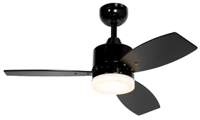 Plafondventilator met lamp voor buiten zwart incl. LED met afstandsbediening IP44 - Toledo Modern IP44 Buitenverlichting rond