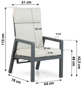 Verstelbare Tuinstoel Aluminium Grijs-antraciet Lifestyle Garden Furniture Albelli