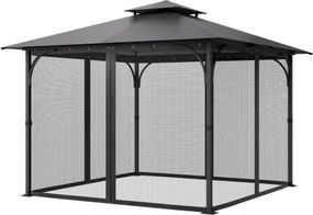 VEVOR Klamboe voor Gazebo, Vervanging voor Klamboe, Geschikt voor Gazebo's van 304,8 x 304,8 x 198,1 cm, Insectennet, 4-delig zijpaneel Gazebogordijn, met dubbele rits (alleen net)