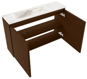 Mondiaz Ture DLux toiletmeubel 80cm rust met wastafel frappe links met kraangat