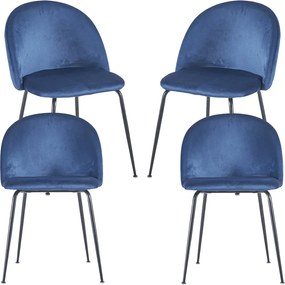 Set 4 Black Dalnia Fluwelen Stoelen