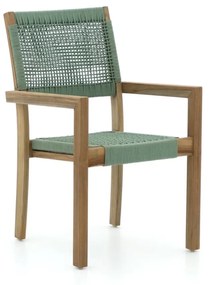 Dining tuinstoel |   ROUGH Batang | Rope (touw) | Groen/Old Teak | Stapelbaar | Kees Smit Tuinmeubelen