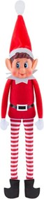Knuffel naughty kerstelf jongen - rood - 30cm