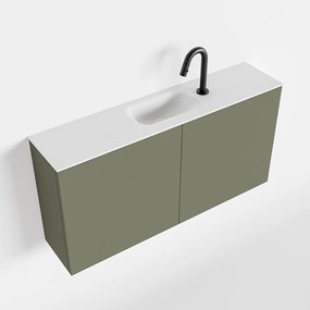 Zaro Polly toiletmeubel 100cm army met witte wastafel met kraangat