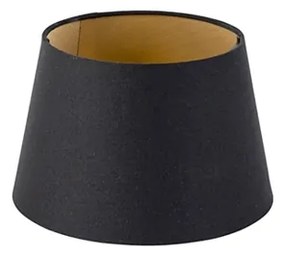 Katoenen lampenkap zwart 20/15/13 met gouden binnenkant