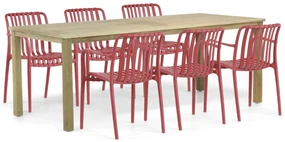 Tuinset 6 personen 210 cm Kunststof Rood Domani Furniture Vento/Weston