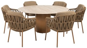 Colorado Biarritz dining tuinset 160xH75 cm rond 7 delig keramiek amber 4 Seasons Outdoor