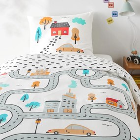 Bedset in katoen, vierkantige kussensloop, Circuit