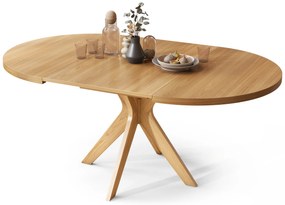 RENZO Natuurlijk Eiken - RONDE HOUTEN TAFEL Ø110 UITKLAPBAAR TOT 180 cm | VOOR DE KEUKEN EETKAMER WOONKAMER RETRO