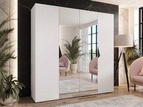 Kledingkast Hartford 625, Wit, Zwart, 202x200x52cm, 135.3 kg, Kledingkast deuren: Met scharnieren