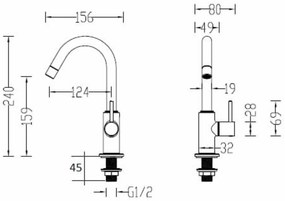 Beaux Olivet fonteinkraan hoog met hendel Mat zwart