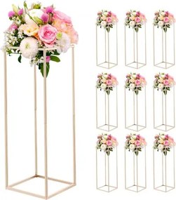 VEVOR Bruidsbloemenstandaard 280x280x800 mm, 10 stuks. Bloemenstandaards met verborgen schroefbevestiging, rechthoekige plantenstandaard voor bruiloften, feesten, verjaardagen, thuis, tafeldecoratie, roségoud