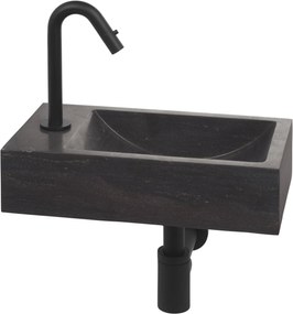Saqu Nature Collection fonteinset met mat zwarte kraan links natuursteen