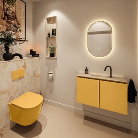 Mondiaz Ture DLux toiletmeubel 80cm ocher met wastafel frappe midden met kraangat