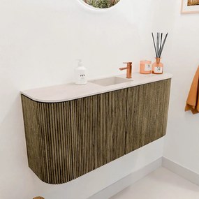 Mondiaz Joya DLux 95cm toiletmeubel ronding links/rechts dusk met wastafel faye midden 1 kraangat meli