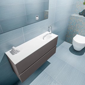 Mondiaz Ada 100cm toiletmeubel dark grey met wastafel talc rechts 1 kraangat