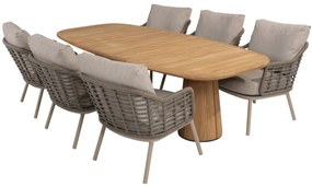 Puglia Capri barrel low dining tuinset 240x110xH69 cm 7 delig teak 4 Seasons Outdoor