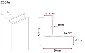 Mueller Slimline zijwand 40x200cm 8mm anti-kalk geborsteld brons