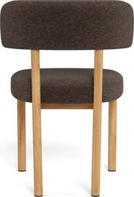 Mazzoni TORAY Bruin (stof Apia 442)/eiken naturel onderstel - GESTOFFEERDE EETKAMERSTOEL VOOR KEUKEN/EETKAMER
